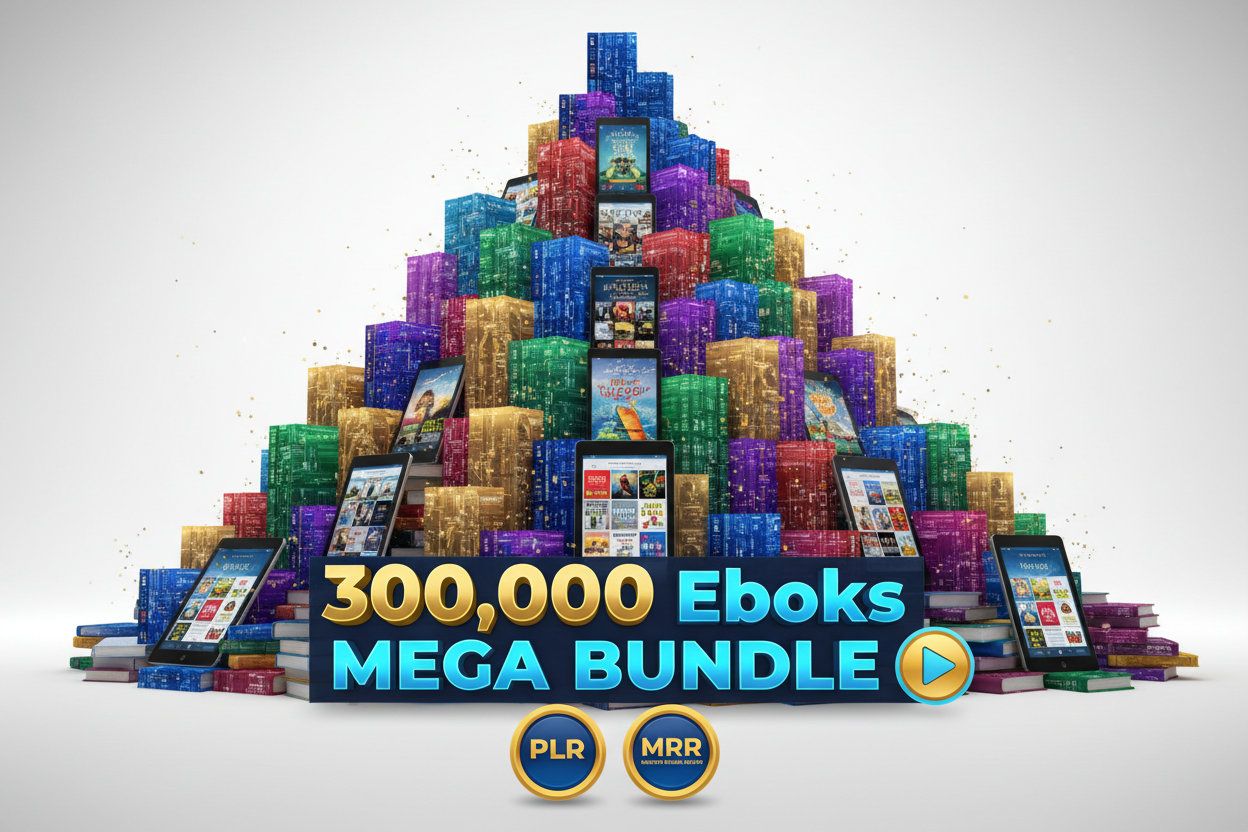 300,000 eBooks Mega Bundle ++ Plr Mrr VIDEO 
